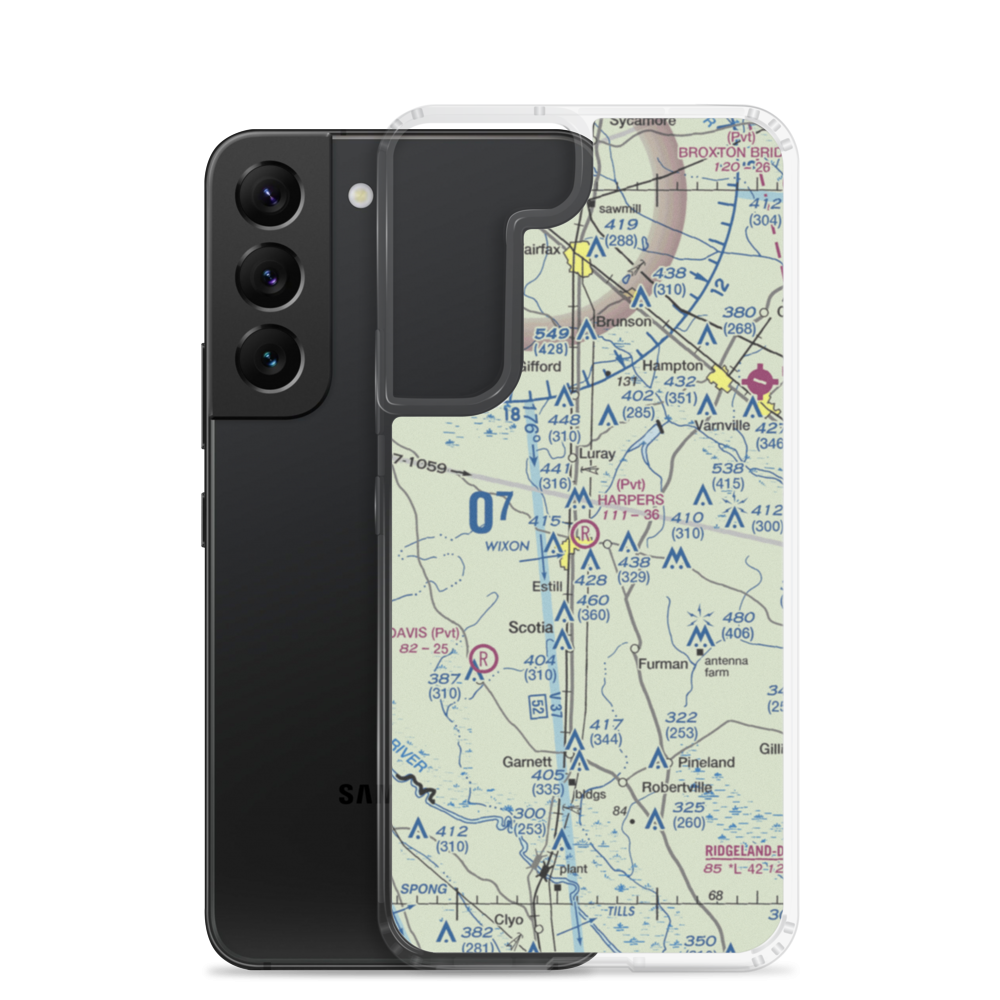 Harpers Airport (02SC) VFR Sectional Samsung Case Samsung Galaxy S22 model shown