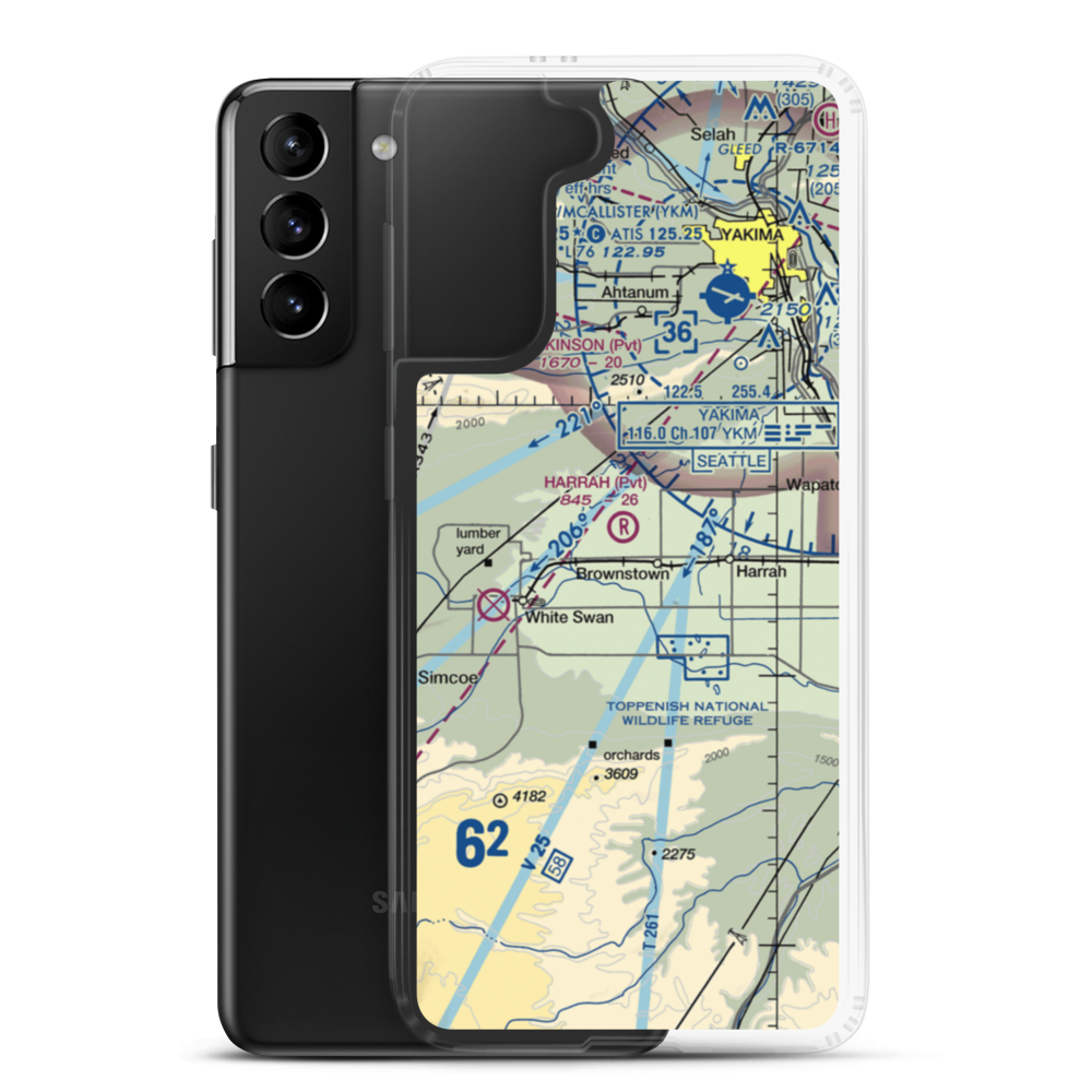 Harrah Airport (WA26) VFR Sectional Samsung Case Samsung Galaxy S21 Plus model shown