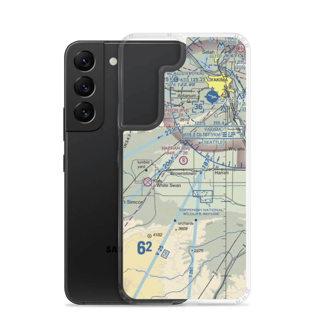 Harrah Airport (WA26) VFR Sectional Samsung Case Samsung Galaxy S22 model shown