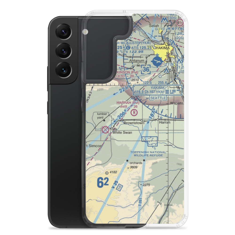 Harrah Airport (WA26) VFR Sectional Samsung Case Samsung Galaxy S22 Plus model shown