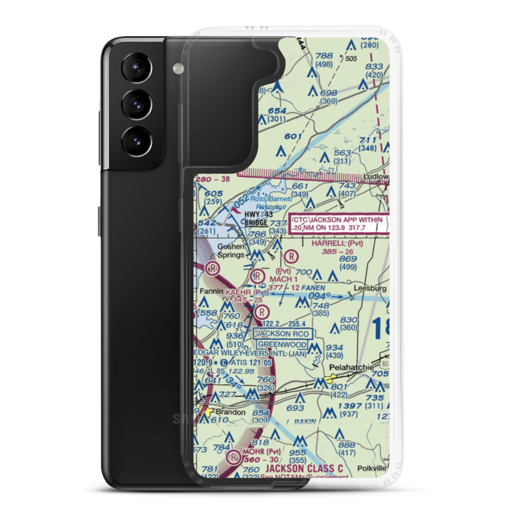Harrell Field (MS08) VFR Sectional Samsung Case Samsung Galaxy S21 Plus model shown