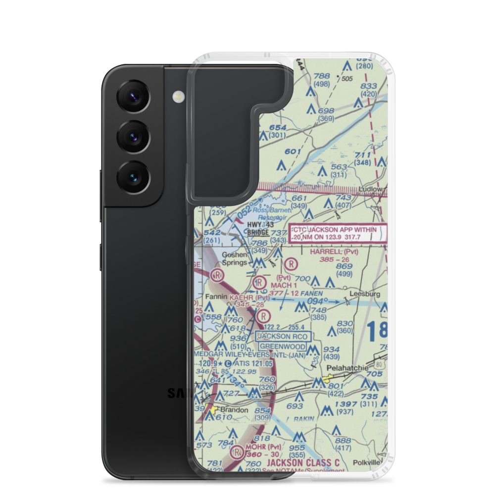 Harrell Field (MS08) VFR Sectional Samsung Case Samsung Galaxy S22 model shown