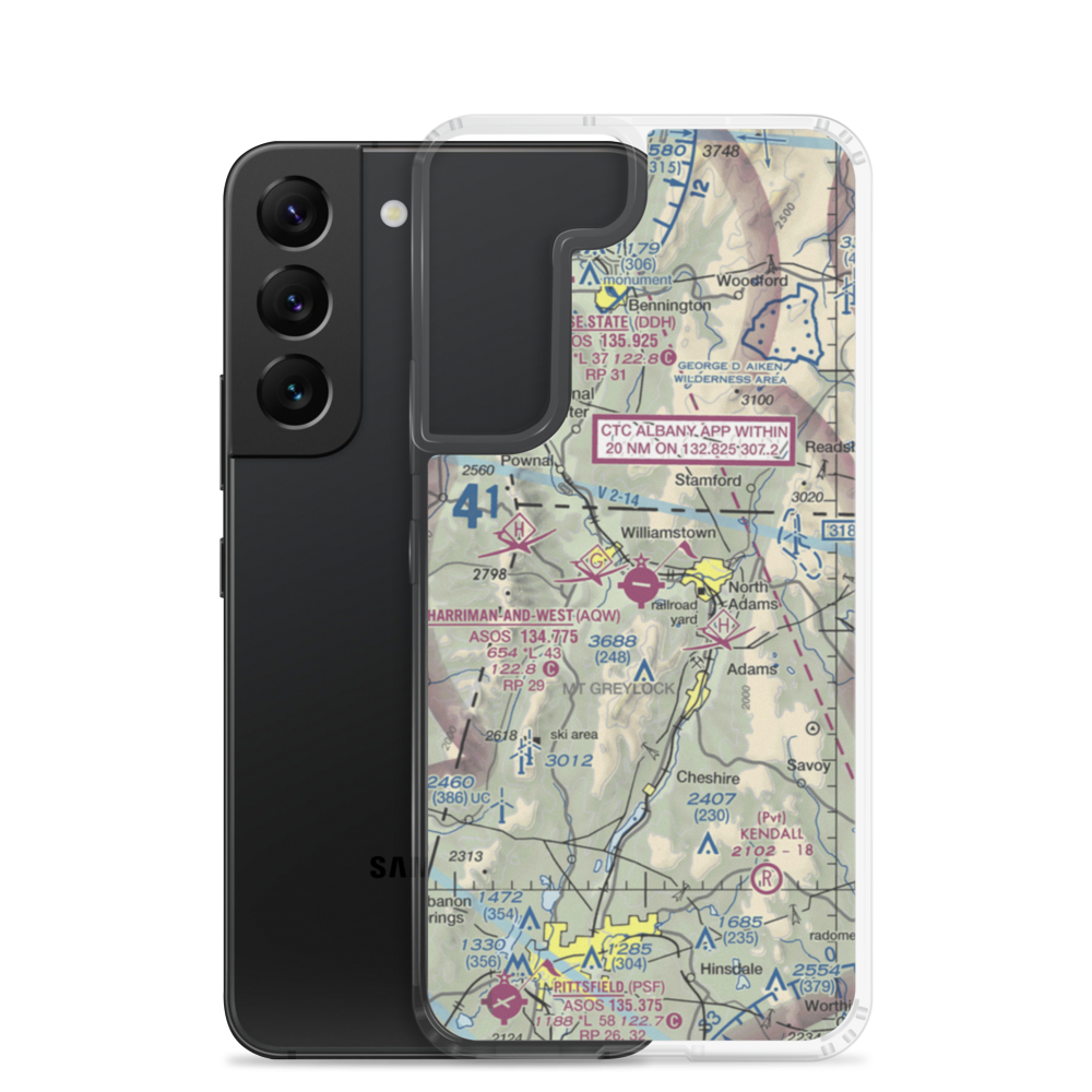 Harriman and West Airport (AQW) VFR Sectional Samsung Case Samsung Galaxy S22 model shown