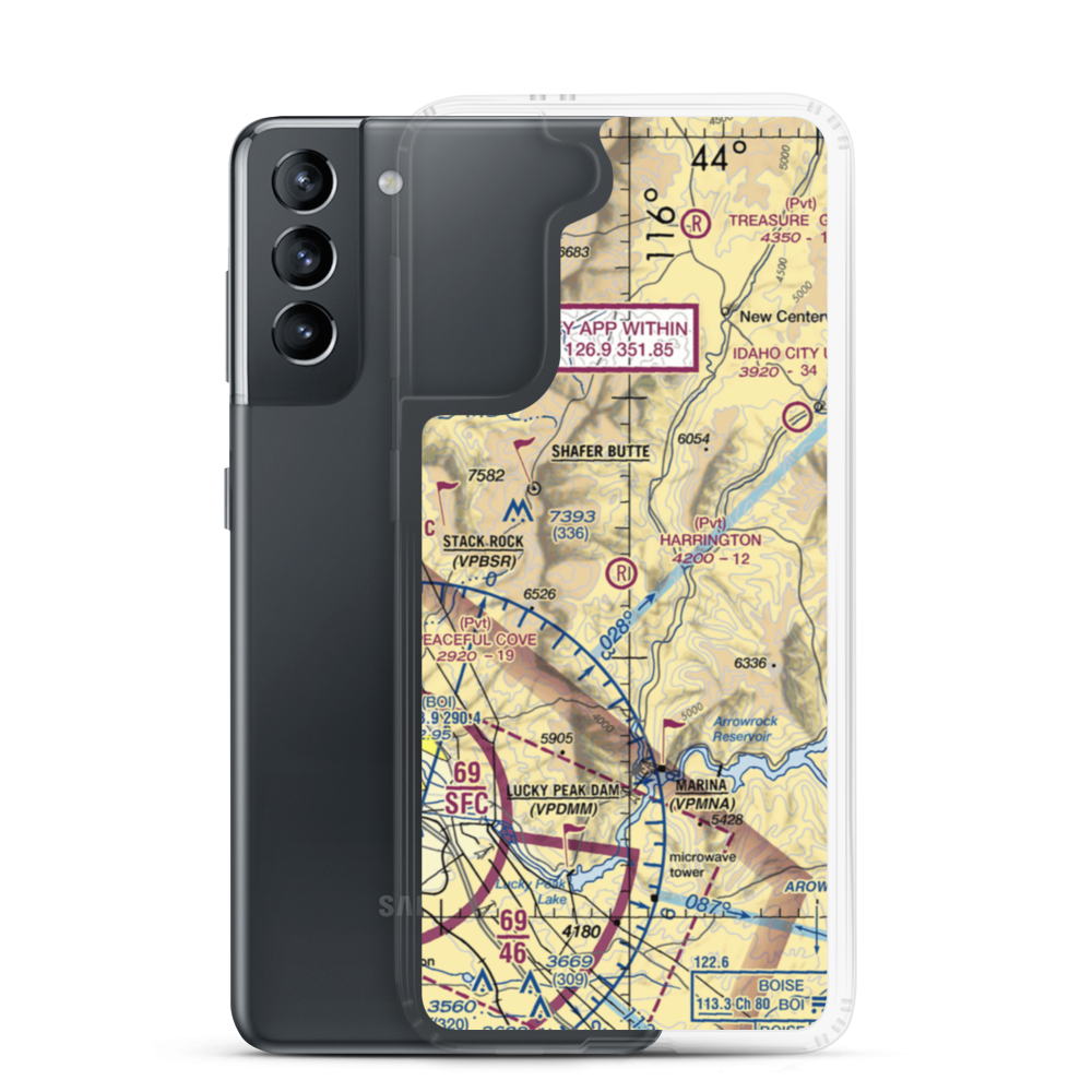 Harrington Airport (20ID) VFR Sectional Samsung Case Samsung Galaxy S21 model shown