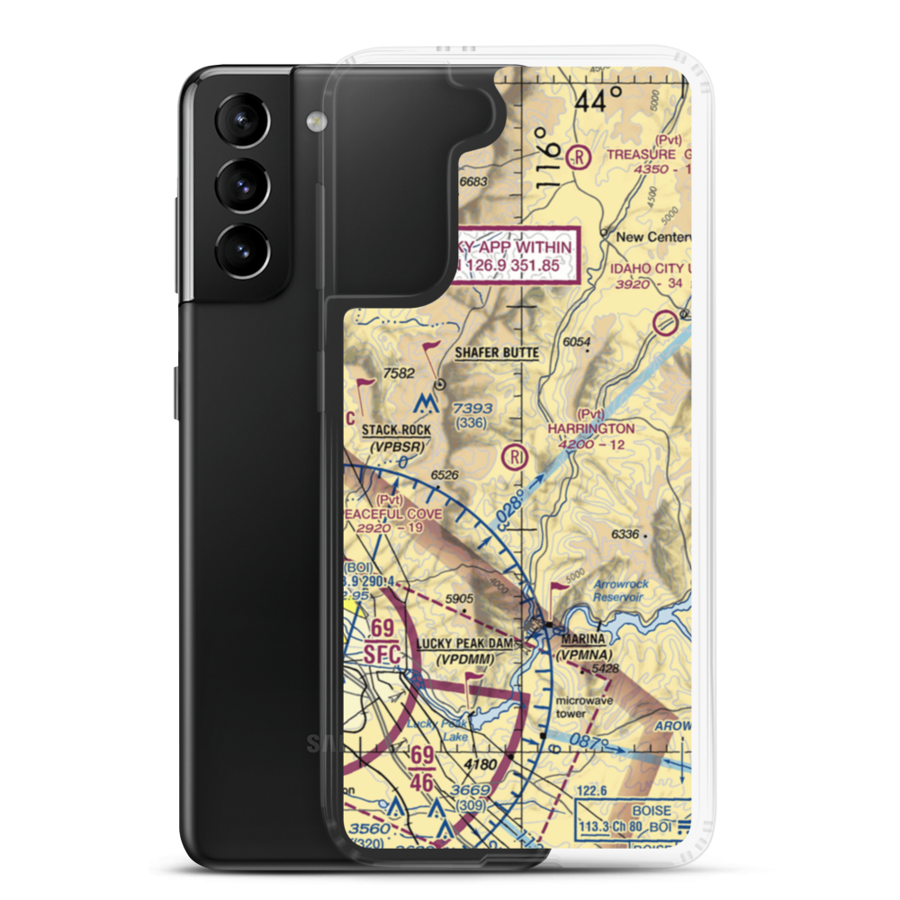 Harrington Airport (20ID) VFR Sectional Samsung Case Samsung Galaxy S21 Plus model shown
