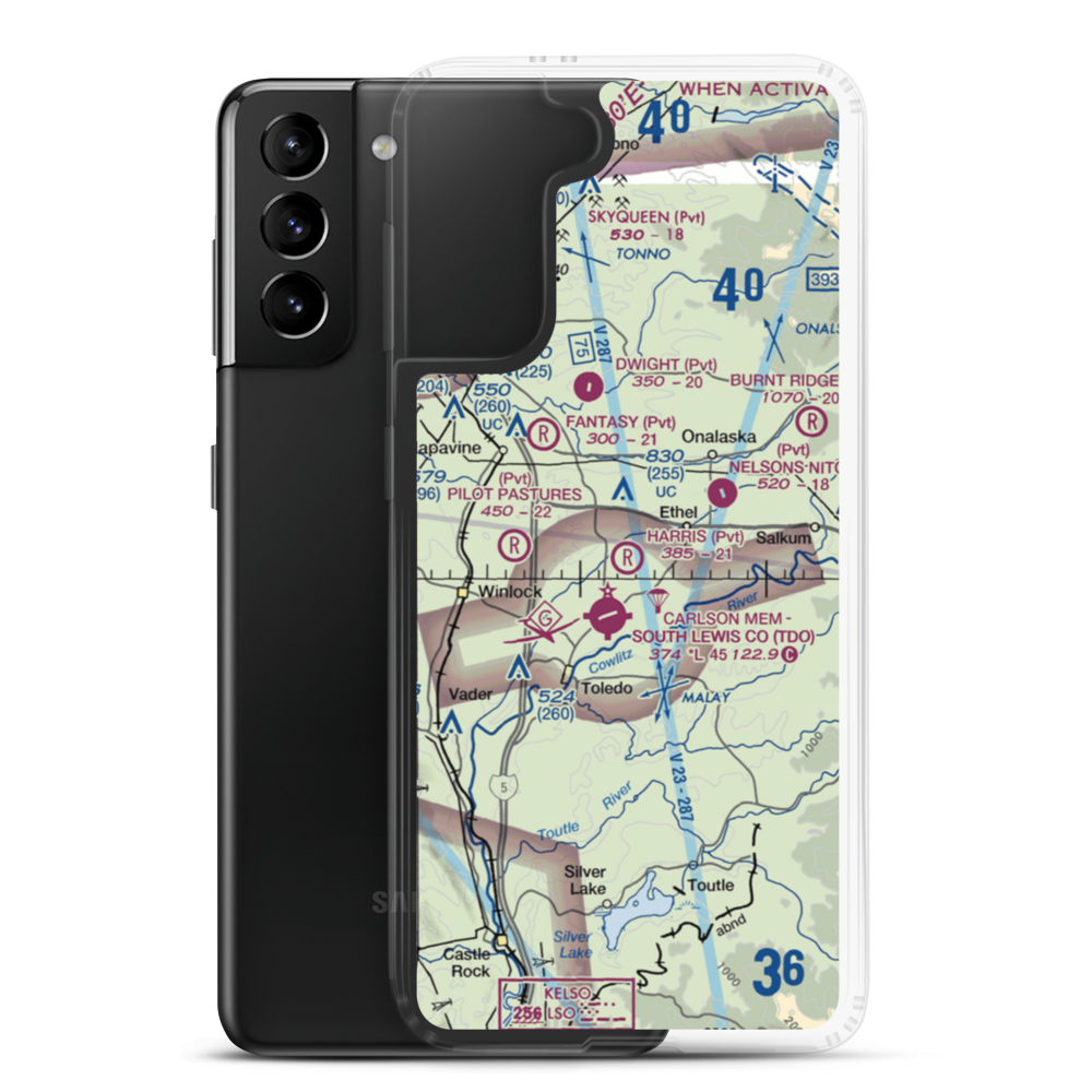 Harris Airport (WN05) VFR Sectional Samsung Case Samsung Galaxy S21 Plus model shown