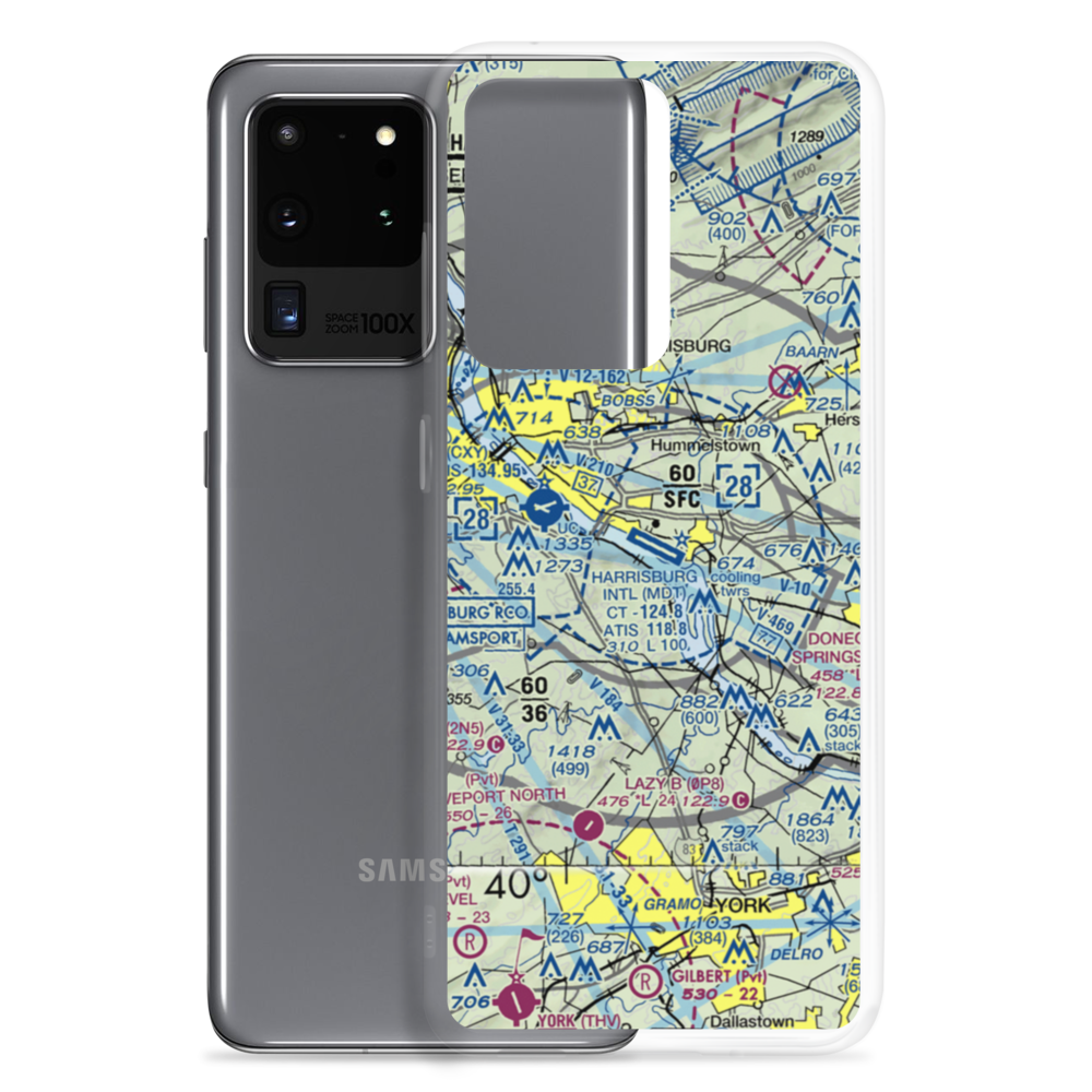 Harrisburg International Airport (MDT) VFR Sectional Samsung Case Samsung Galaxy S20 Ultra model shown