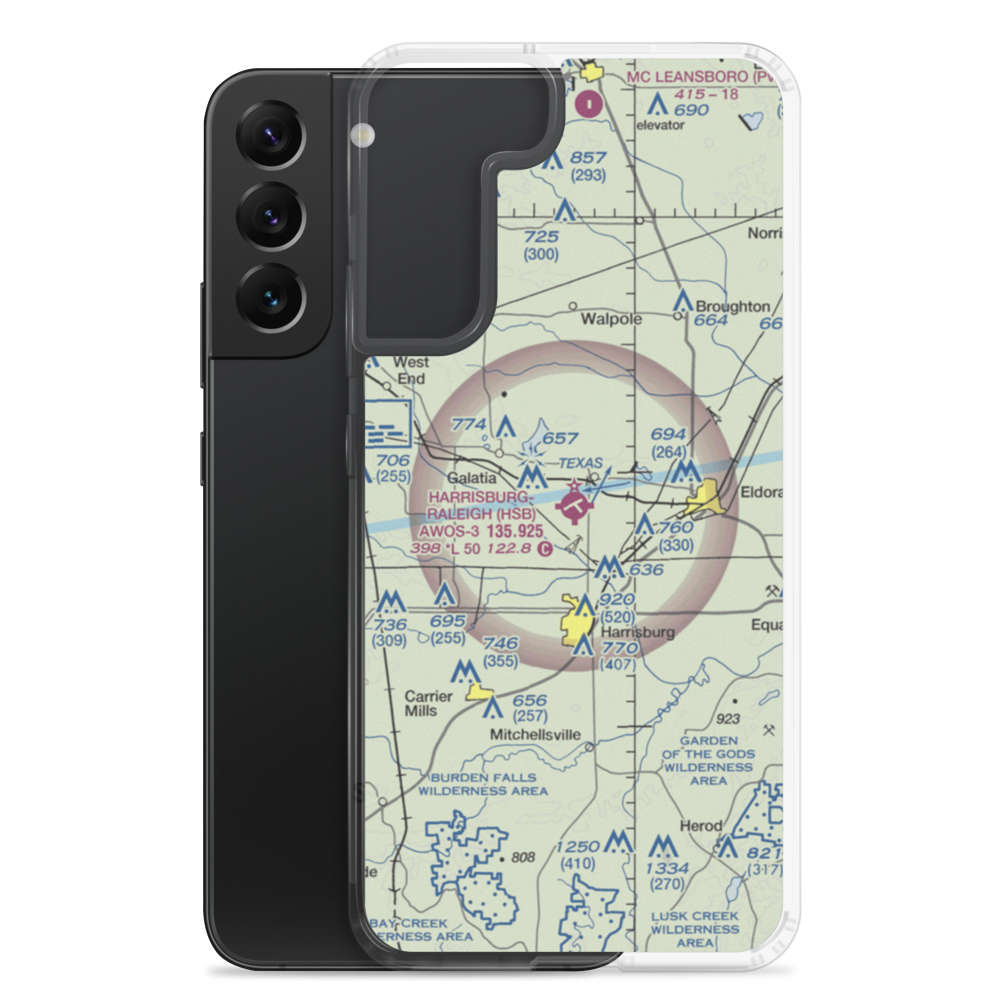 Harrisburg-Raleigh Airport (HSB) VFR Sectional Samsung Case Samsung Galaxy S22 Plus model shown