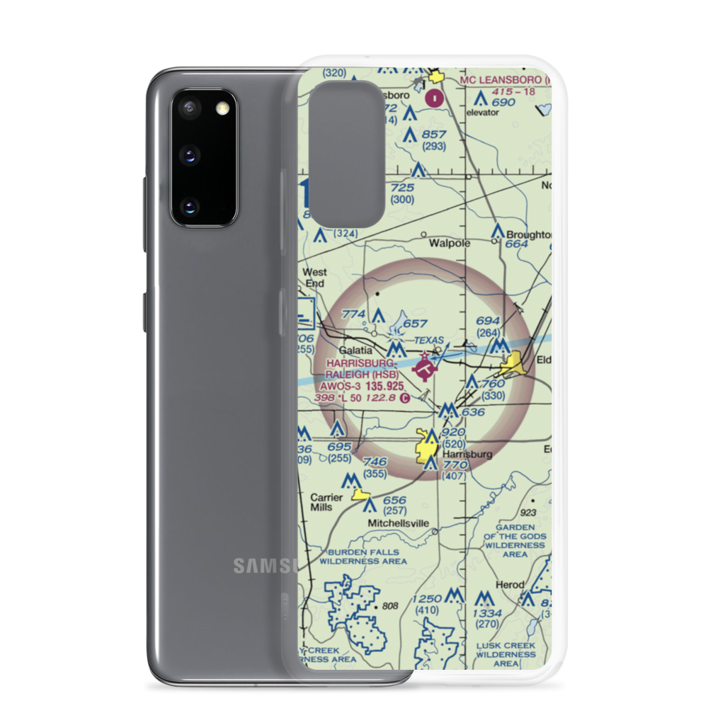 Harrisburg-Raleigh Airport (HSB) VFR Sectional Samsung Case Samsung Galaxy S20 model shown