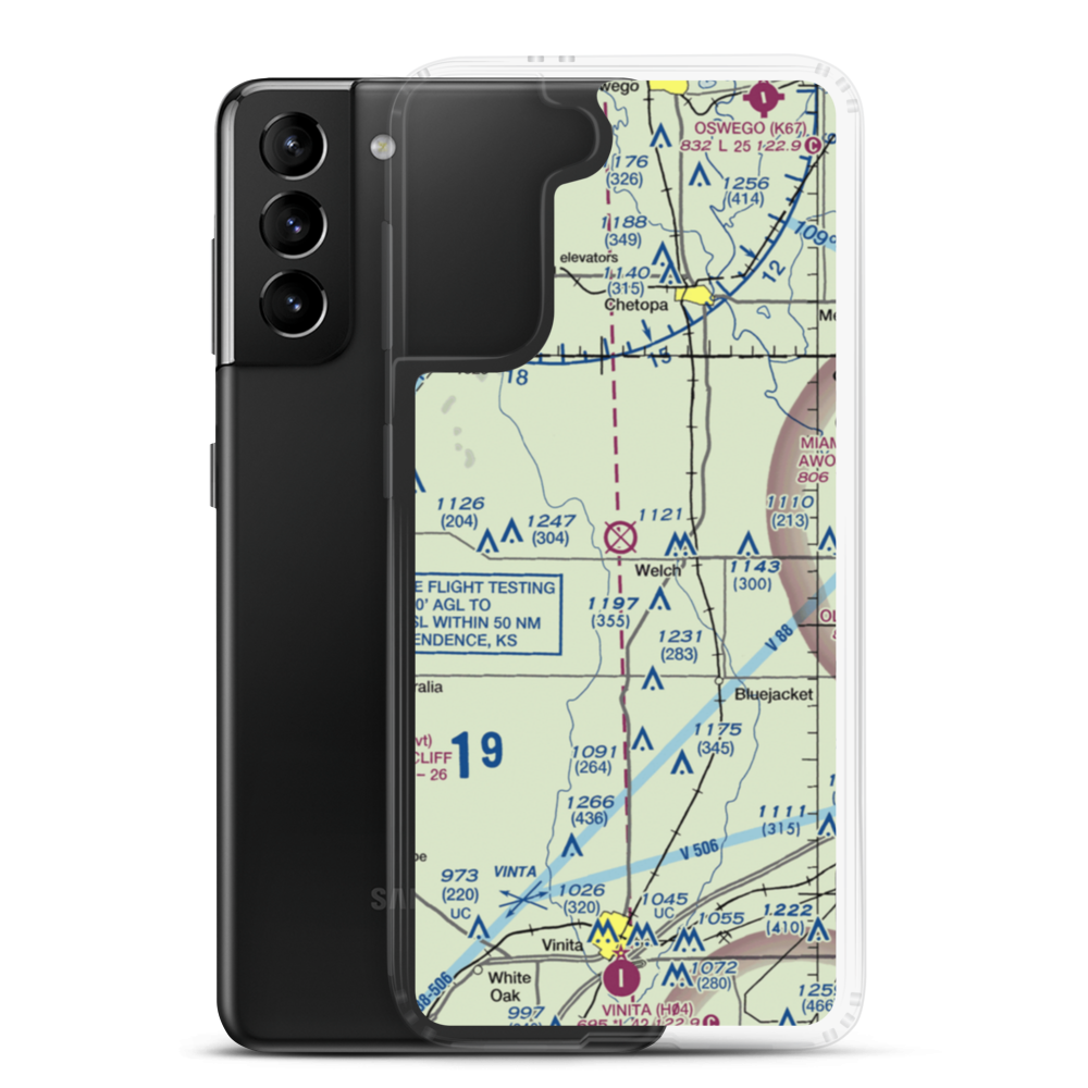 Harrison Airport (3OL8) VFR Sectional Samsung Case Samsung Galaxy S21 Plus model shown