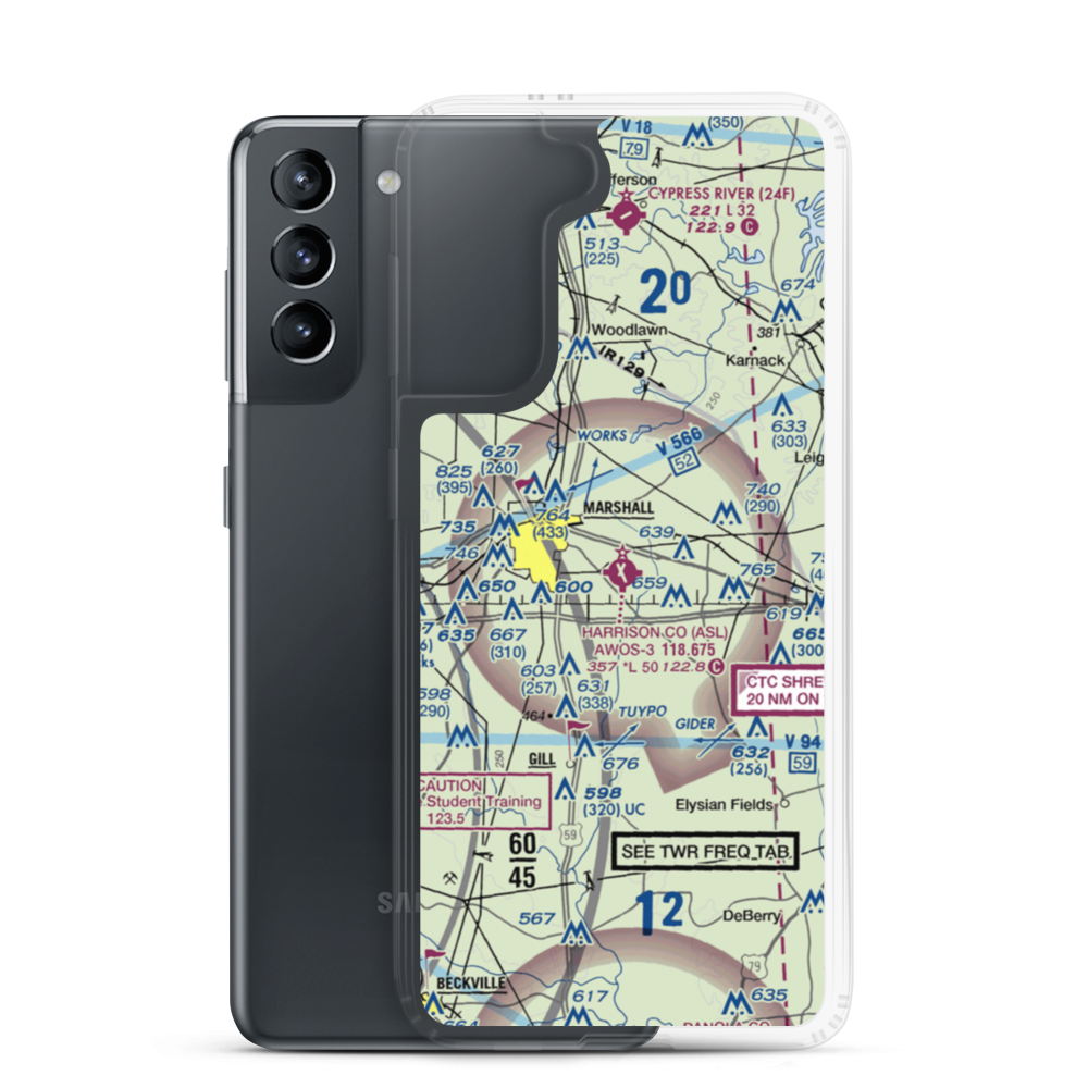 Harrison County Airport (ASL) VFR Sectional Samsung Case Samsung Galaxy S21 model shown