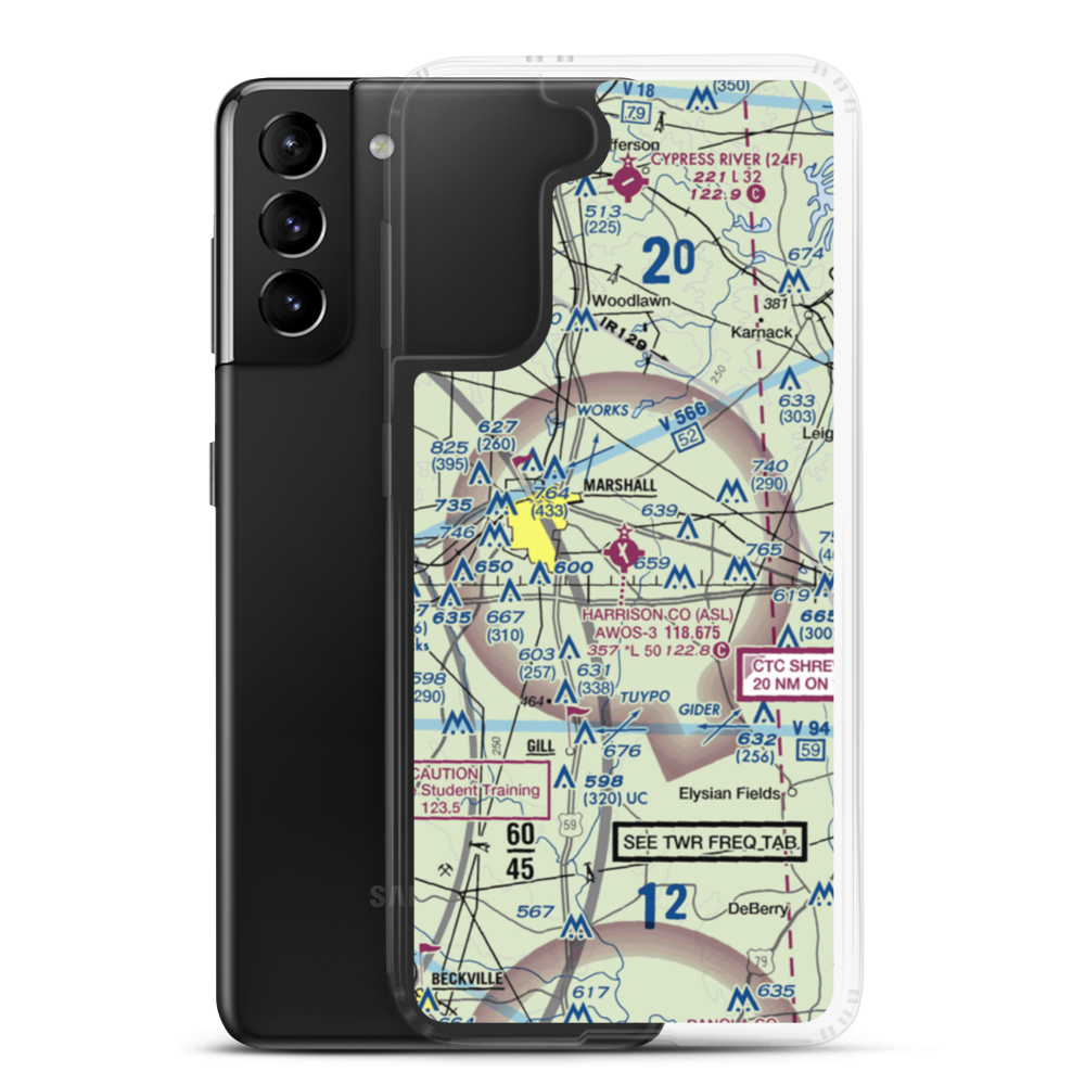Harrison County Airport (ASL) VFR Sectional Samsung Case Samsung Galaxy S21 Plus model shown