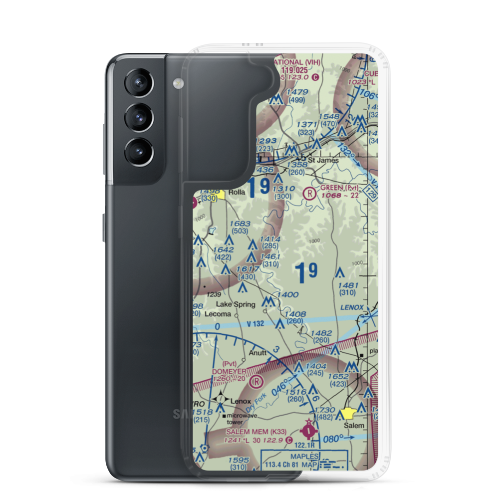 Harrison Private Airport (36MO) VFR Sectional Samsung Case Samsung Galaxy S21 model shown