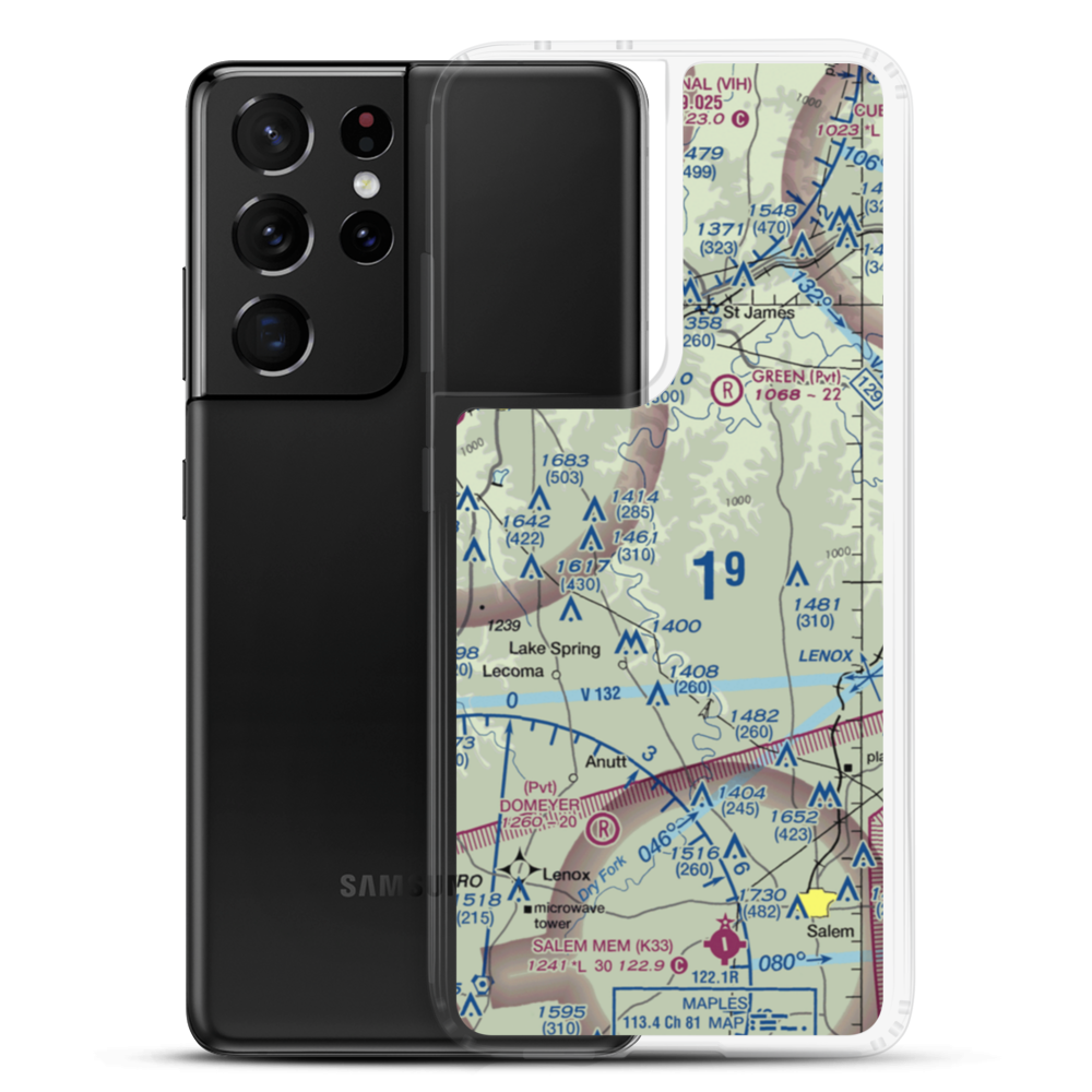 Harrison Private Airport (36MO) VFR Sectional Samsung Case Samsung Galaxy S21 Ultra model shown