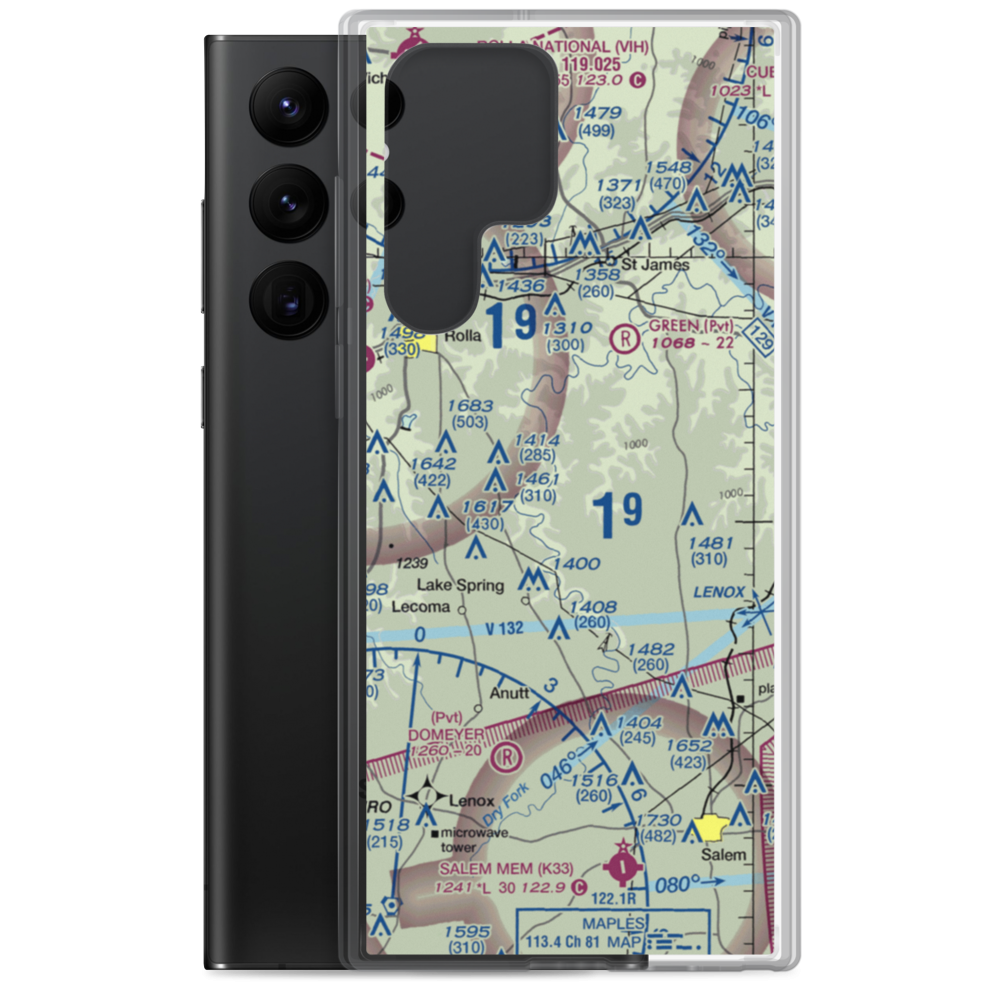 Harrison Private Airport (36MO) VFR Sectional Samsung Case Samsung Galaxy S22 Ultra model shown