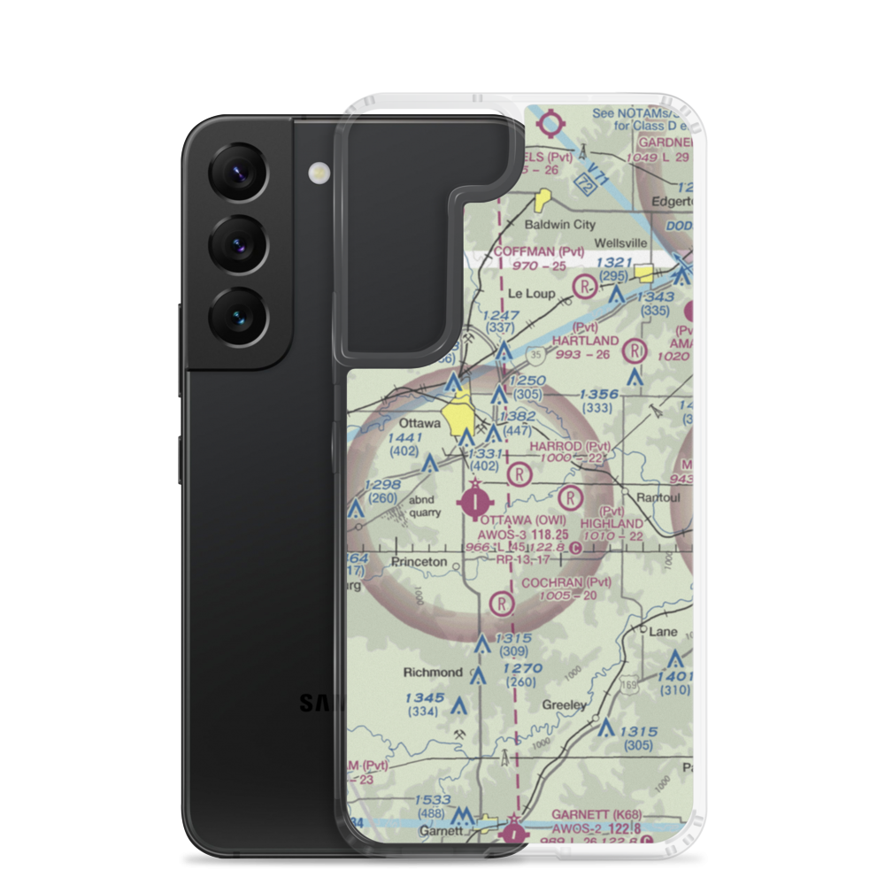 Harrod Airport (SN42) VFR Sectional Samsung Case Samsung Galaxy S22 model shown