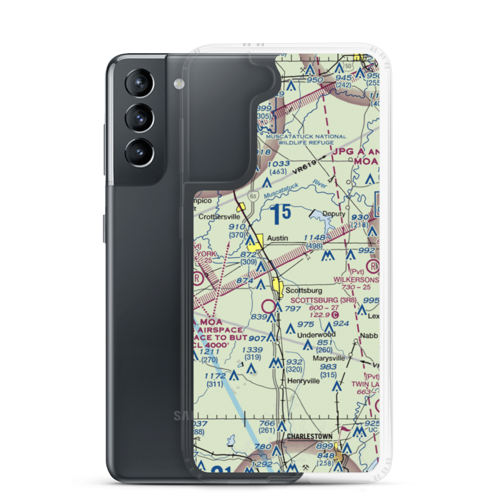 Harrod/Rose Airport (II69) VFR Sectional Samsung Case Samsung Galaxy S21 model shown