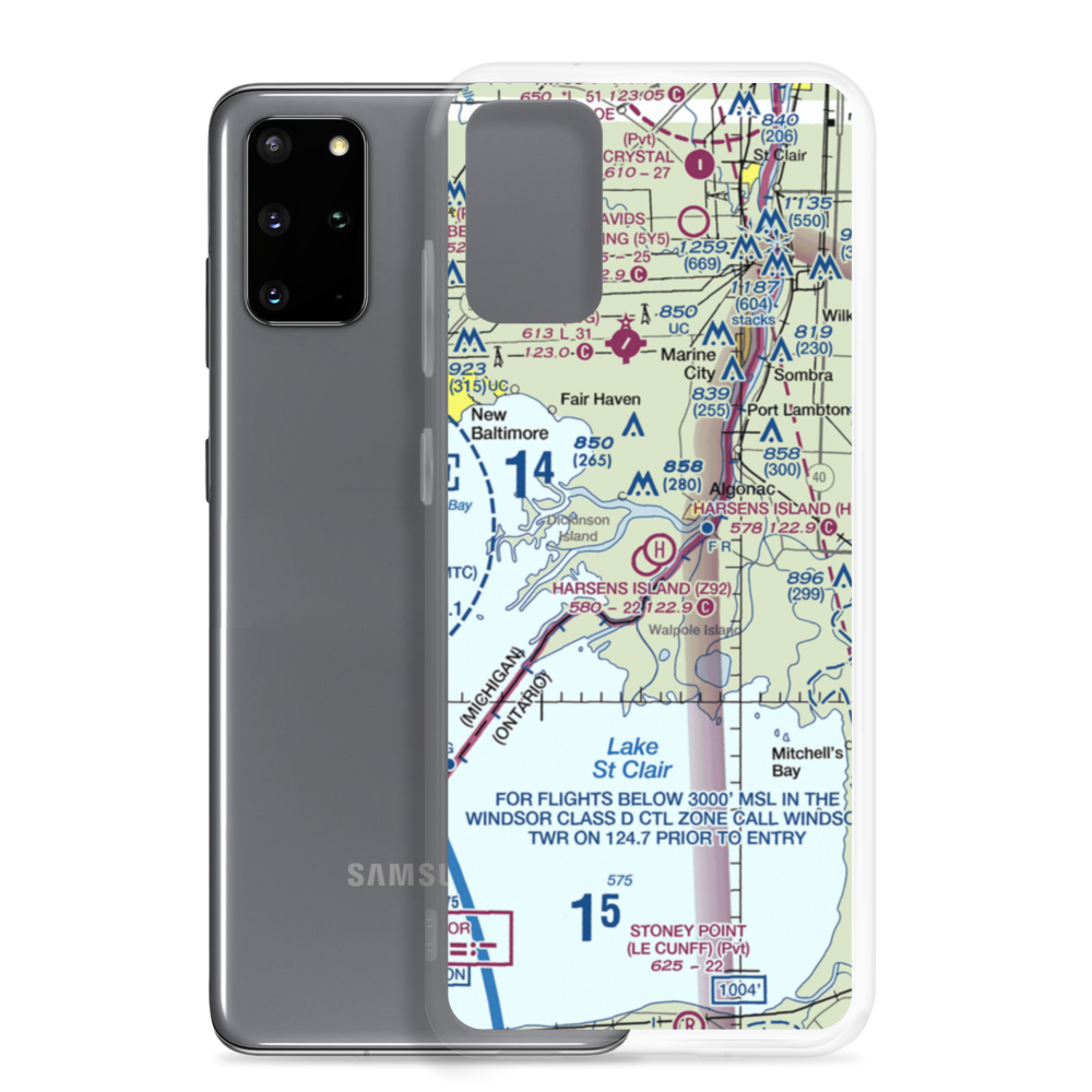 Harsens Island Airport (Z92) VFR Sectional Samsung Case Samsung Galaxy S20 Plus model shown