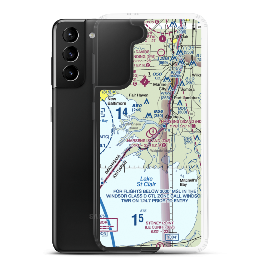 Harsens Island Airport (Z92) VFR Sectional Samsung Case Samsung Galaxy S21 Plus model shown