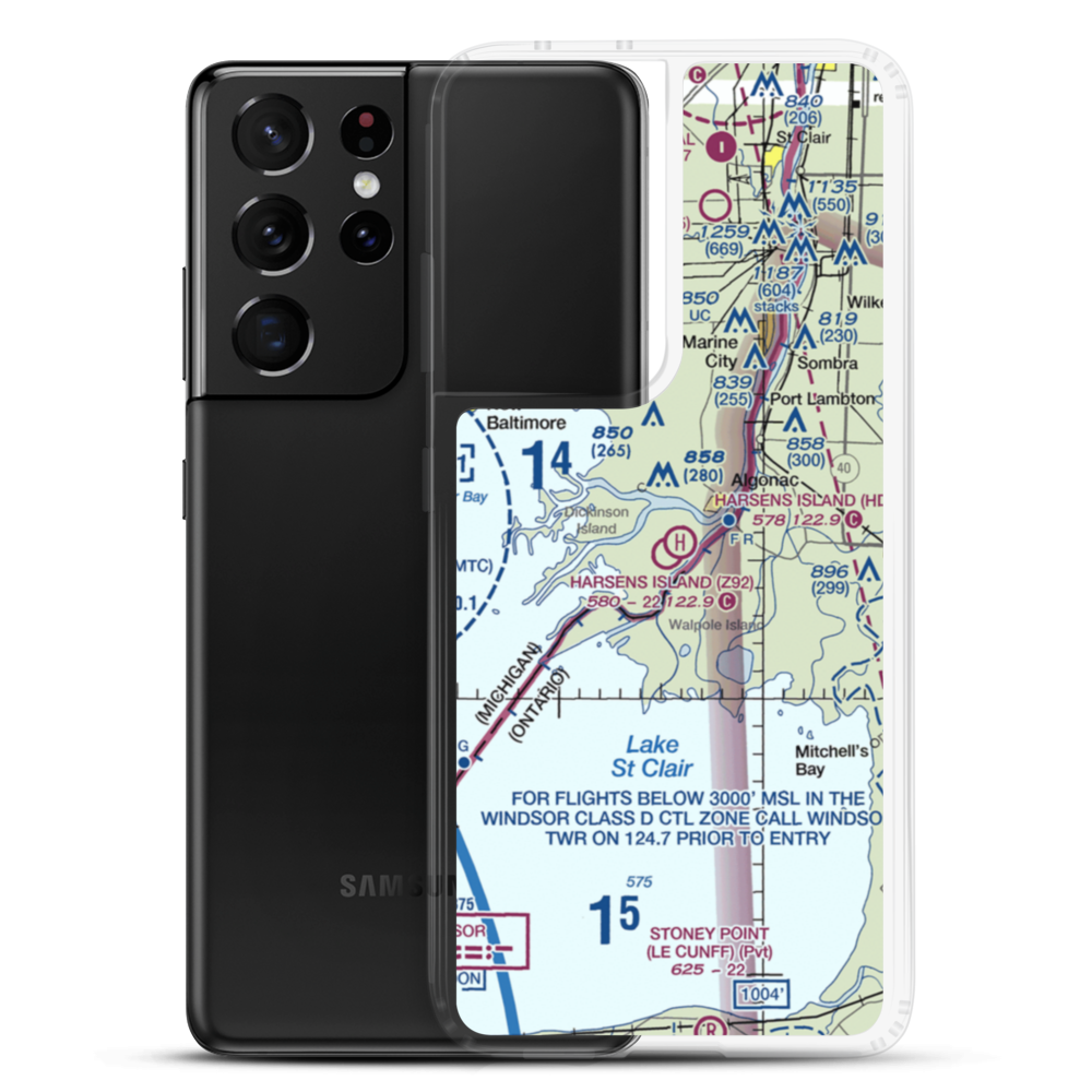 Harsens Island Airport (Z92) VFR Sectional Samsung Case Samsung Galaxy S21 Ultra model shown