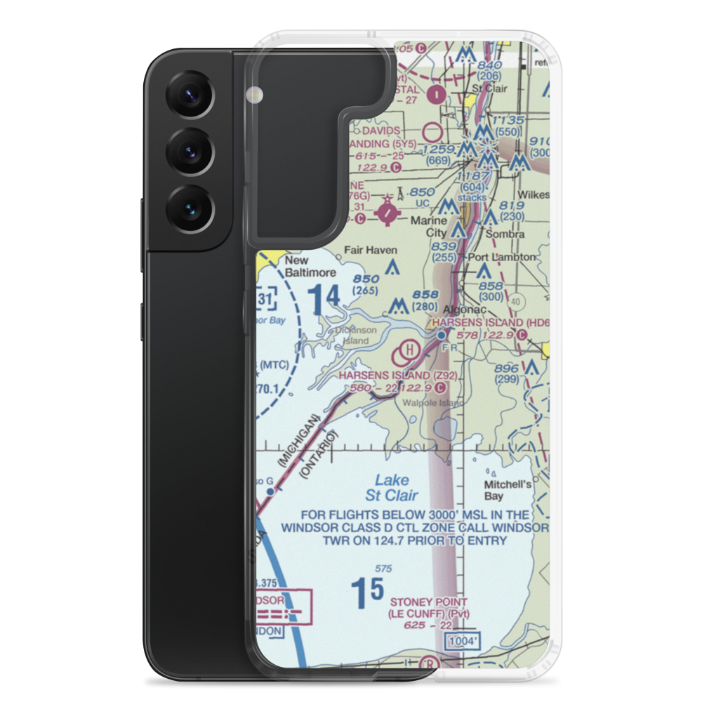 Harsens Island Airport (Z92) VFR Sectional Samsung Case Samsung Galaxy S22 Plus model shown