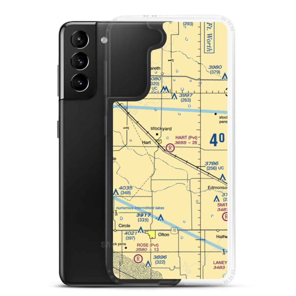Hart Aerial Airport (1TX8) VFR Sectional Samsung Case Samsung Galaxy S21 Plus model shown