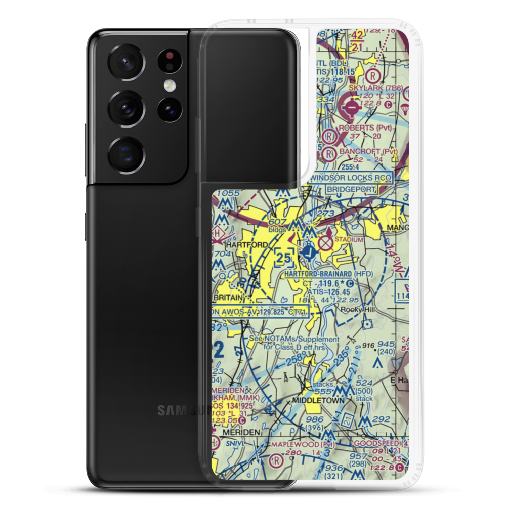 Hartford Brainard Airport (HFD) VFR Sectional Samsung Case Samsung Galaxy S21 Ultra model shown