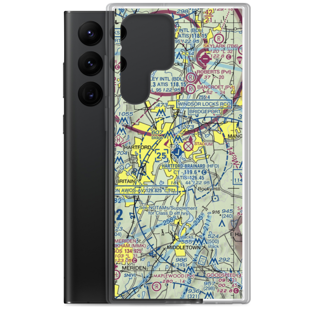 Hartford Brainard Airport (HFD) VFR Sectional Samsung Case Samsung Galaxy S22 Ultra model shown