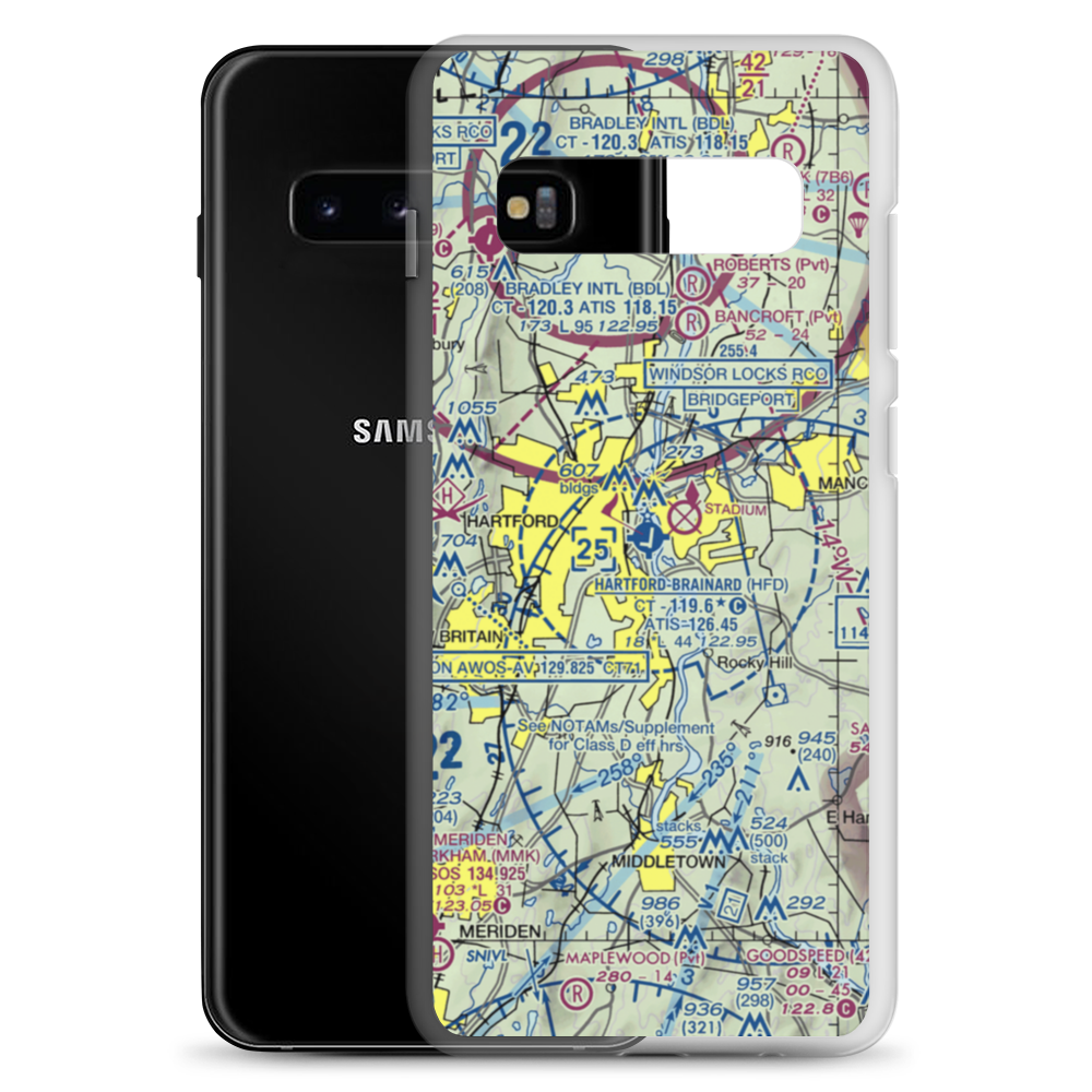 Hartford Brainard Airport (HFD) VFR Sectional Samsung Case Samsung Galaxy S10+ model shown