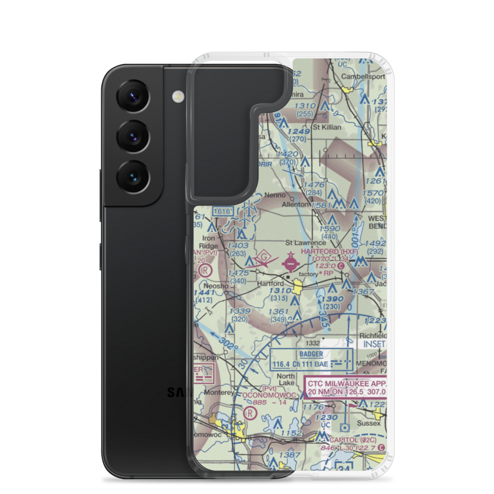 Hartford Municipal Airport (HXF) VFR Sectional Samsung Case Samsung Galaxy S22 model shown