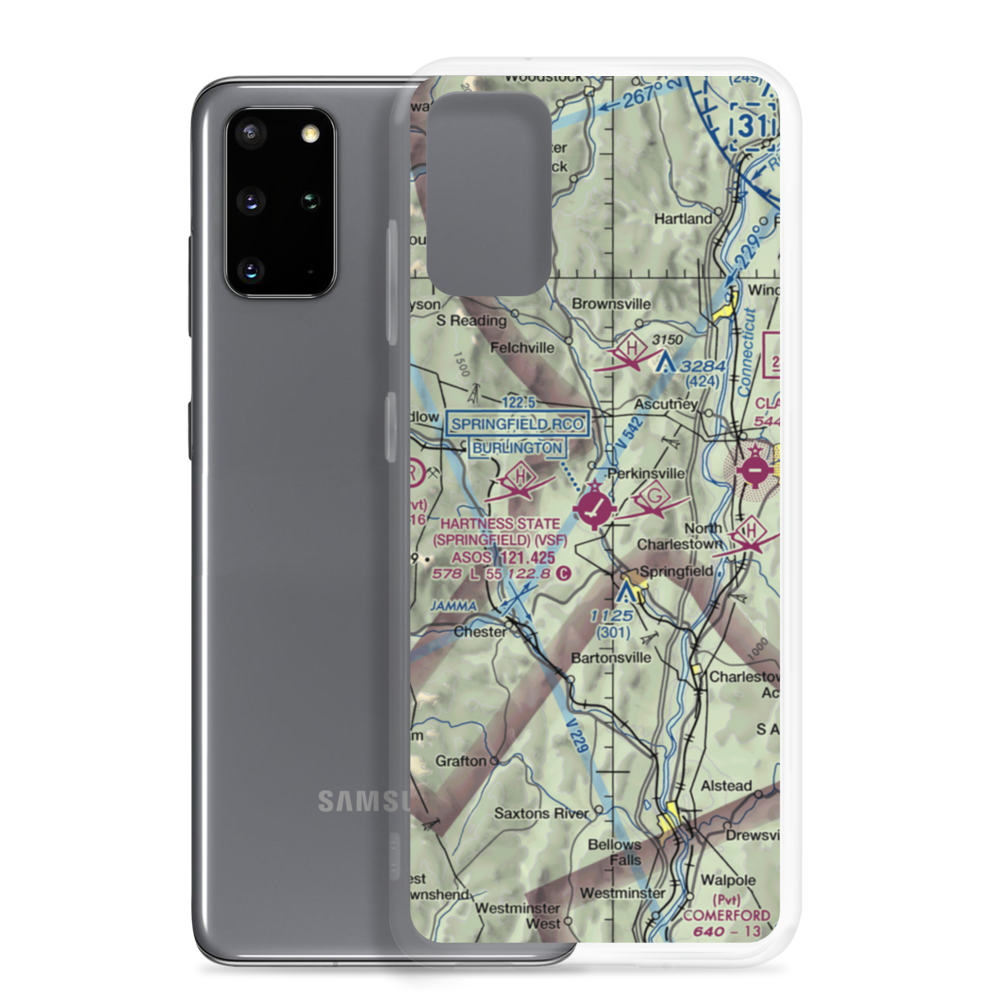Hartness State (Springfield) Airport (VSF) VFR Sectional Samsung Case Samsung Galaxy S20 Plus model shown