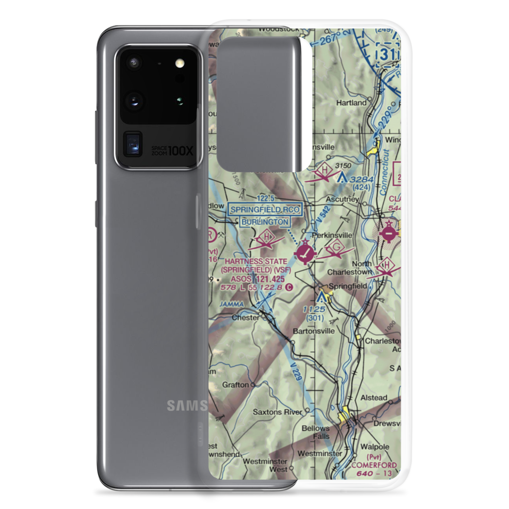 Hartness State (Springfield) Airport (VSF) VFR Sectional Samsung Case Samsung Galaxy S20 Ultra model shown