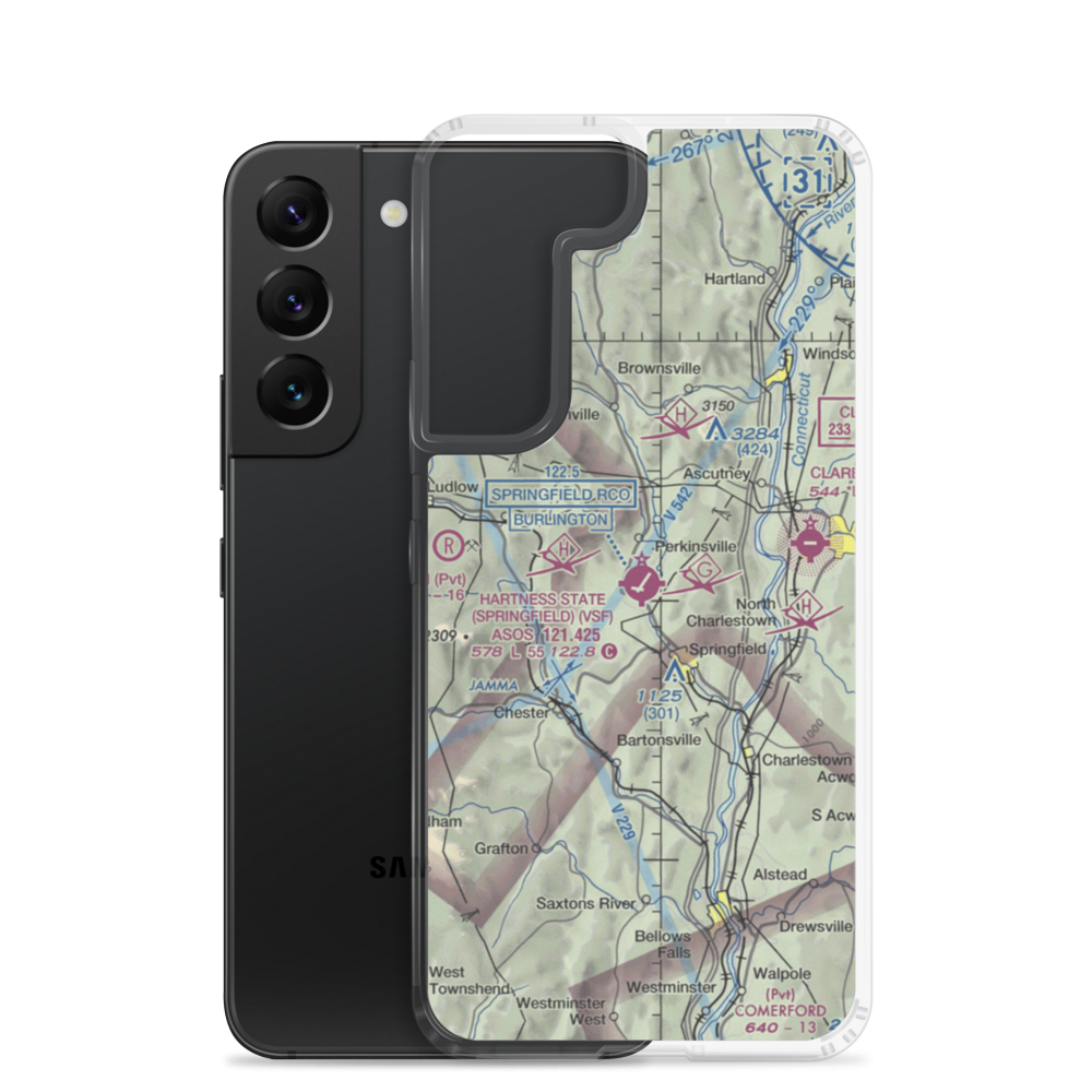 Hartness State (Springfield) Airport (VSF) VFR Sectional Samsung Case Samsung Galaxy S22 model shown