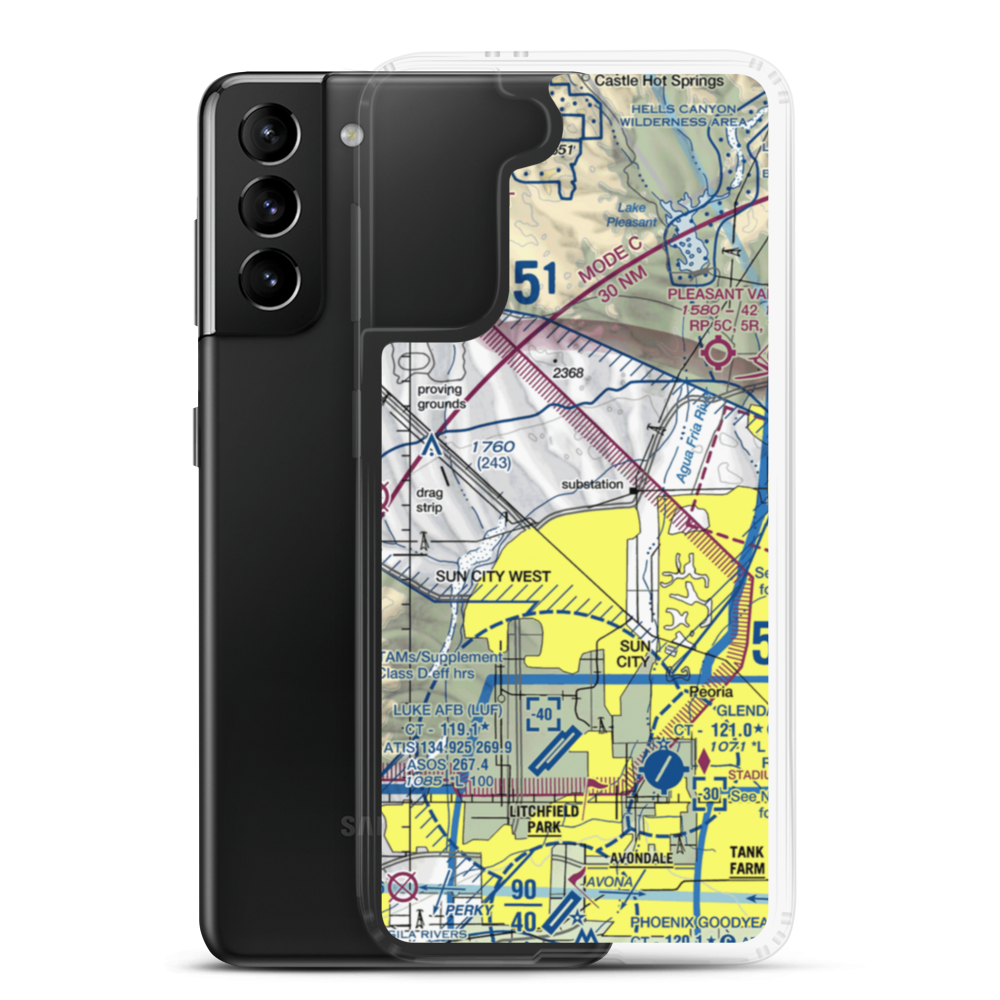 Harts Field (US-0066) VFR Sectional Samsung Case Samsung Galaxy S21 Plus model shown