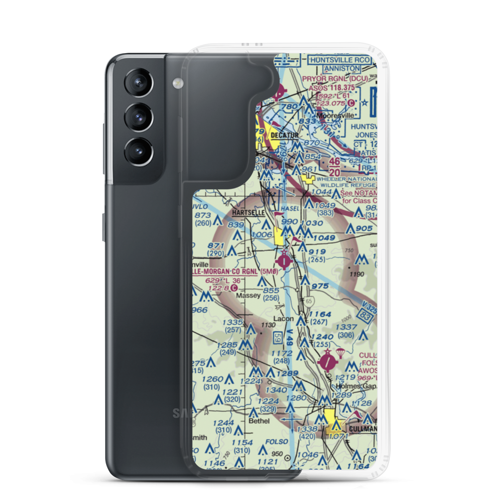 Hartselle-Morgan County Regional Airport (5M0) VFR Sectional Samsung Case Samsung Galaxy S21 model shown
