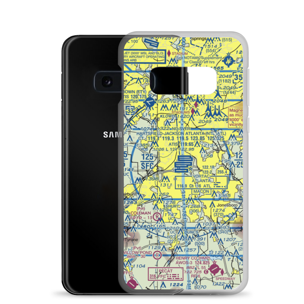 Hartsfield Jackson Atlanta International Airport (ATL) VFR Sectional Samsung Case Samsung Galaxy S10e model shown