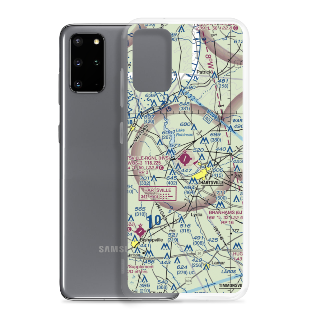 Hartsville Regional Airport (HVS) VFR Sectional Samsung Case Samsung Galaxy S20 Plus model shown