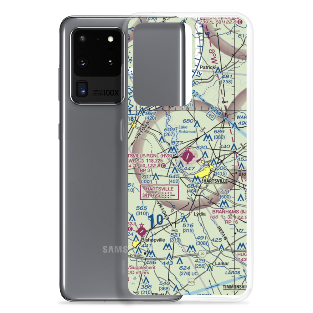 Hartsville Regional Airport (HVS) VFR Sectional Samsung Case Samsung Galaxy S20 Ultra model shown