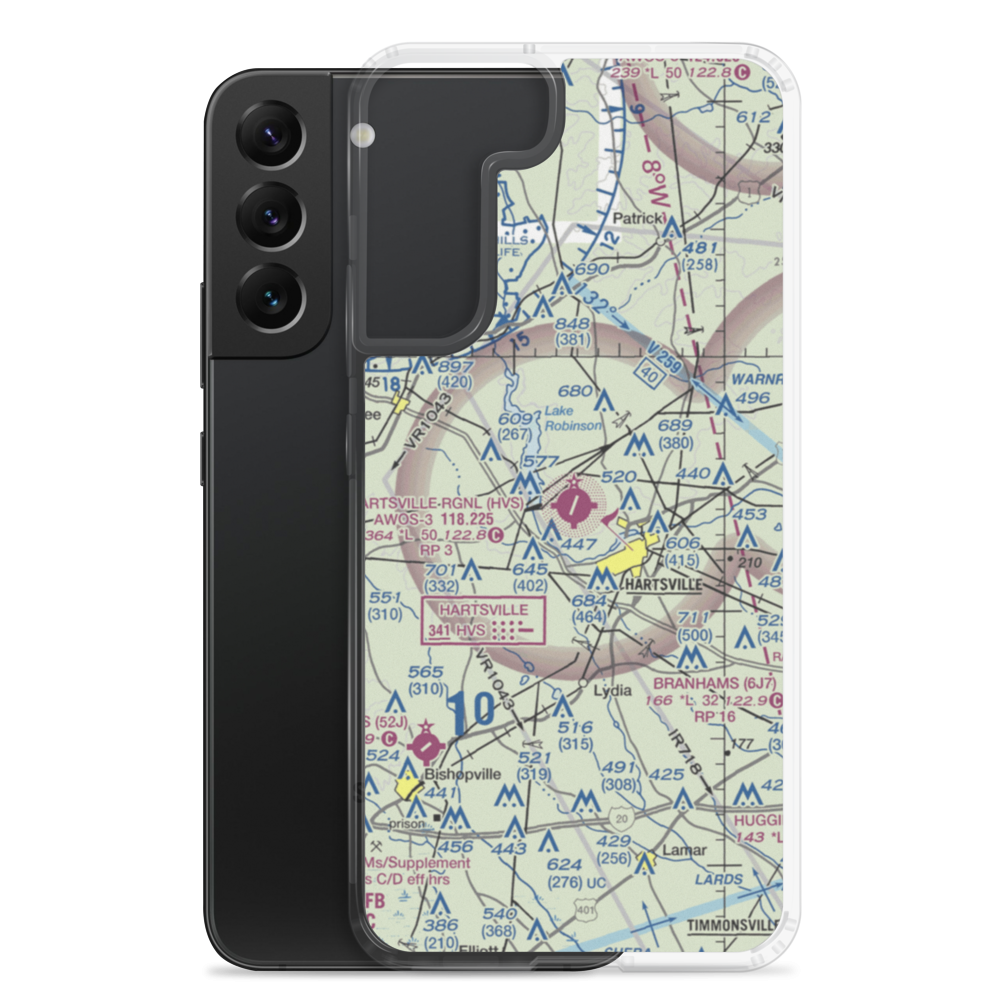 Hartsville Regional Airport (HVS) VFR Sectional Samsung Case Samsung Galaxy S22 Plus model shown