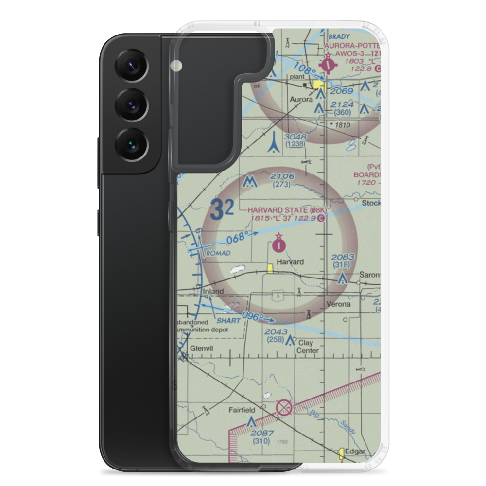 Harvard State Airport (08K) VFR Sectional Samsung Case Samsung Galaxy S22 Plus model shown