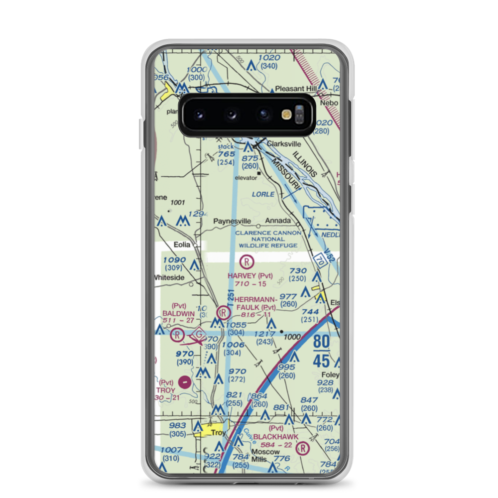 Harvey Airport (MO35) VFR Sectional Samsung Case Samsung Galaxy S10 model shown