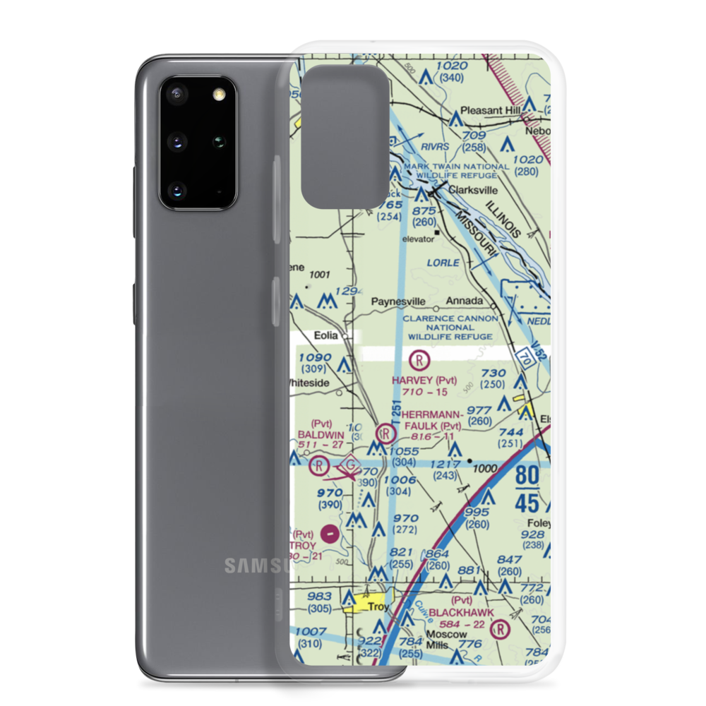 Harvey Airport (MO35) VFR Sectional Samsung Case Samsung Galaxy S20 Plus model shown
