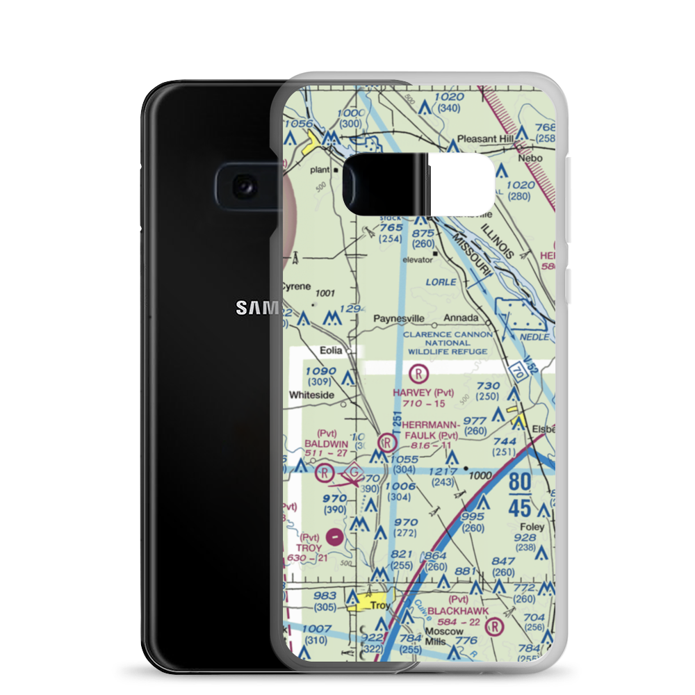Harvey Airport (MO35) VFR Sectional Samsung Case Samsung Galaxy S10e model shown