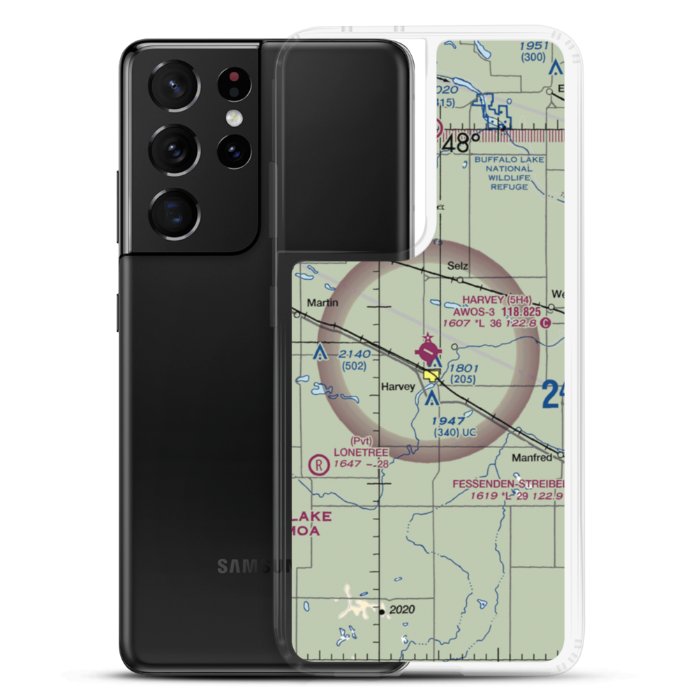 Harvey Municipal Airport (5H4) VFR Sectional Samsung Case Samsung Galaxy S21 Ultra model shown