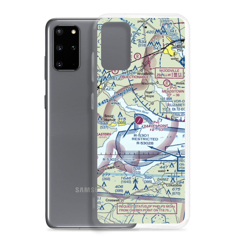 Harvey Point Defense Testing Activity Airport (NC01) VFR Sectional Samsung Case Samsung Galaxy S20 Plus model shown