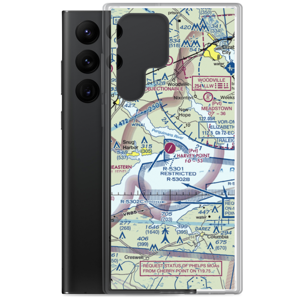 Harvey Point Defense Testing Activity Airport (NC01) VFR Sectional Samsung Case Samsung Galaxy S22 Ultra model shown