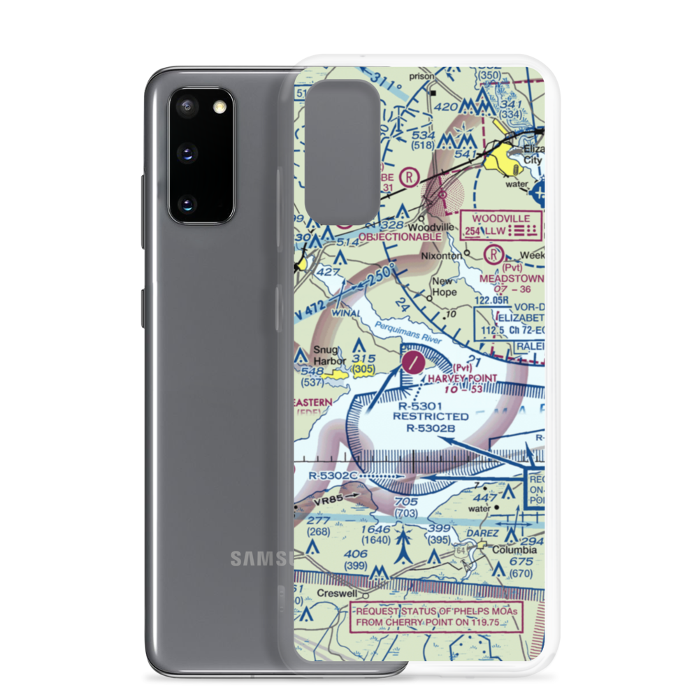 Harvey Point Defense Testing Activity Airport (NC01) VFR Sectional Samsung Case Samsung Galaxy S20 model shown