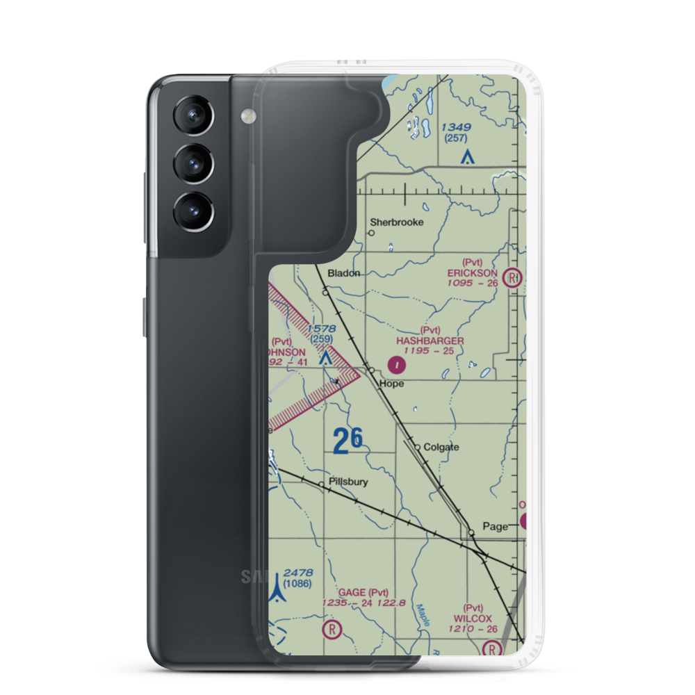 Hashbarger Farm Airstrip (8NA9) VFR Sectional Samsung Case Samsung Galaxy S21 model shown