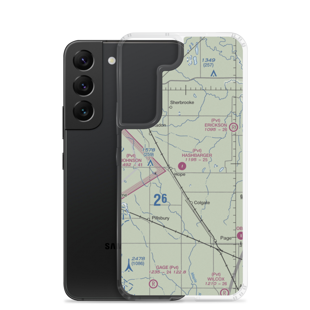Hashbarger Farm Airstrip (8NA9) VFR Sectional Samsung Case Samsung Galaxy S22 model shown