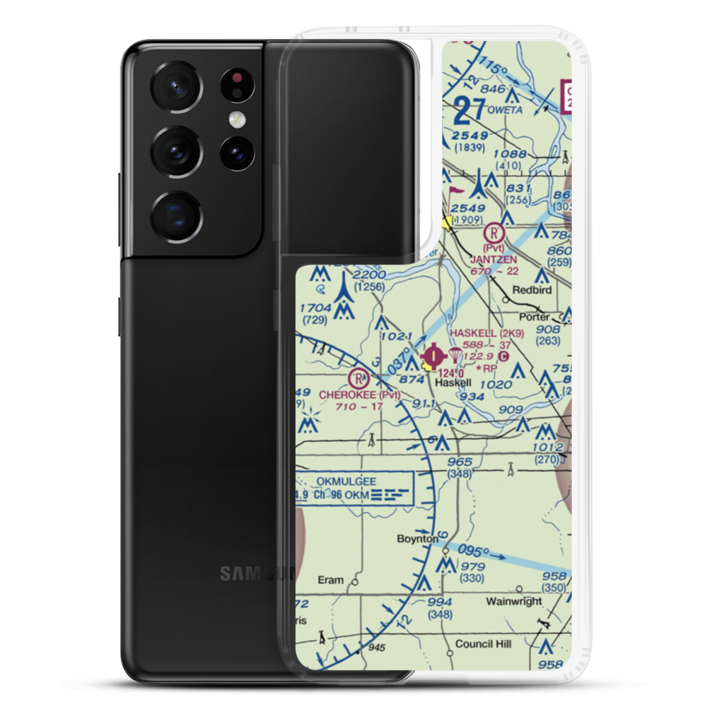 Haskell Airport (2K9) VFR Sectional Samsung Case Samsung Galaxy S21 Ultra model shown